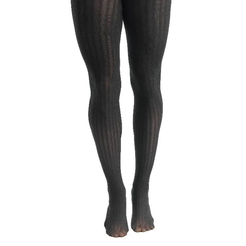 Bundle NWT Secret Treasures Opaque Cable Tight, Pair x 3 Black Mauve Small